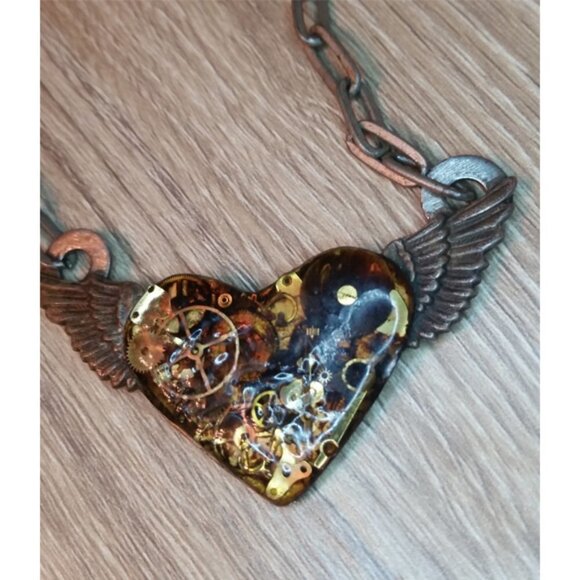 Curated bundle rustic romantic heart necklace & bracelet boho festival statement - Picture 3 of 6